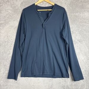 Lululemon Mens The Fundamental Long Sleeve Henley Slate Blue Shirt M Athletic